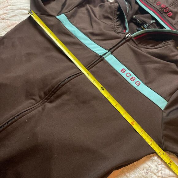 bcbg brown and teal vintage y2k double top and bottom zip track jacket large - Picture 5 of 8